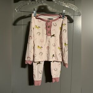 Mudpie Pink Horses Print Bamboo Pajama Set